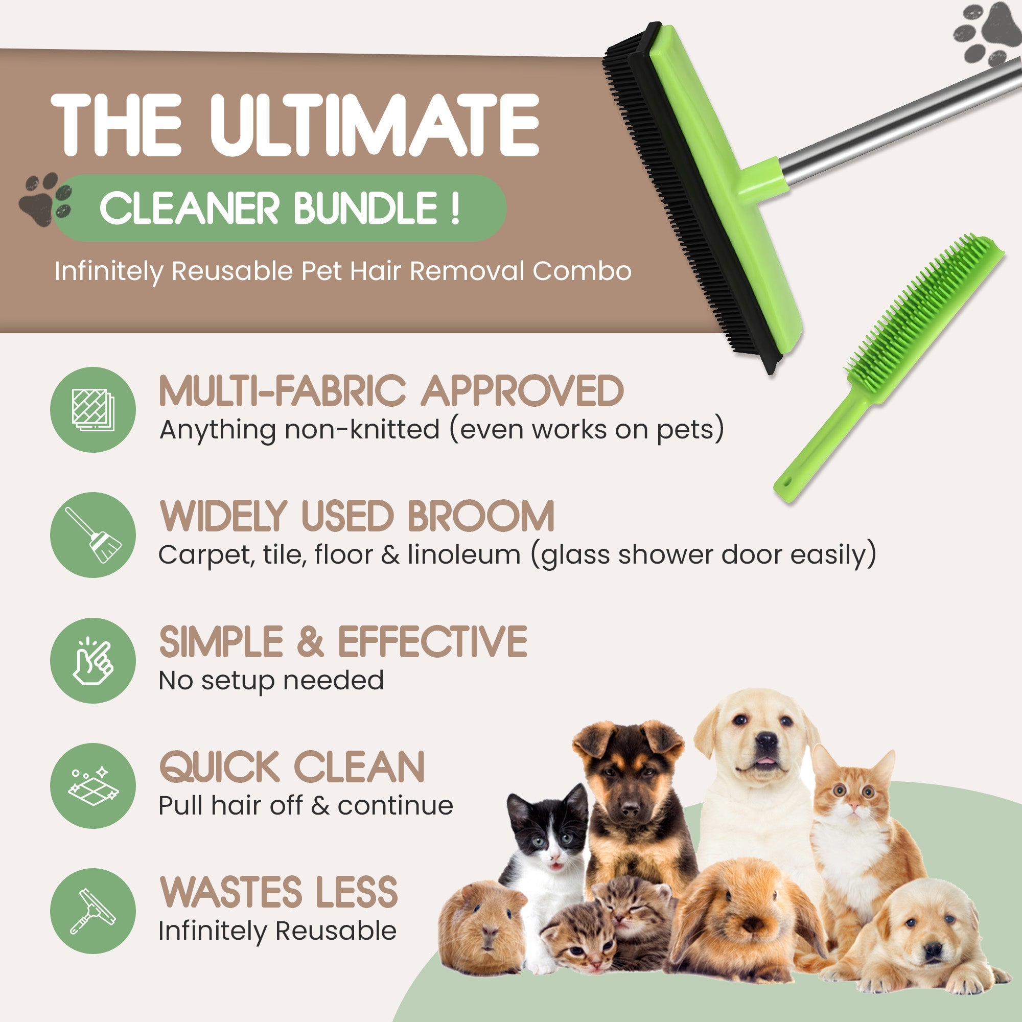 Pet Hair Rubber Broom