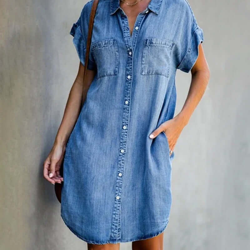 Maria - Stylish Button-Down Denim Dress - Perfect for Everyday Wear