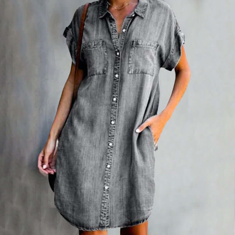 Maria - Stylish Button-Down Denim Dress - Perfect for Everyday Wear