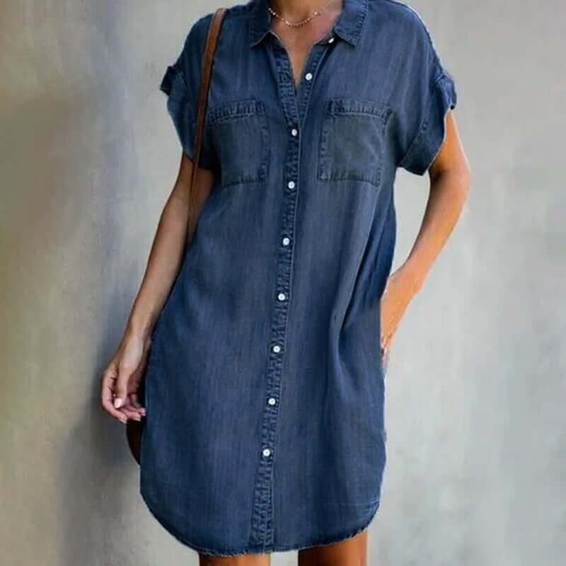 Maria - Stylish Button-Down Denim Dress - Perfect for Everyday Wear