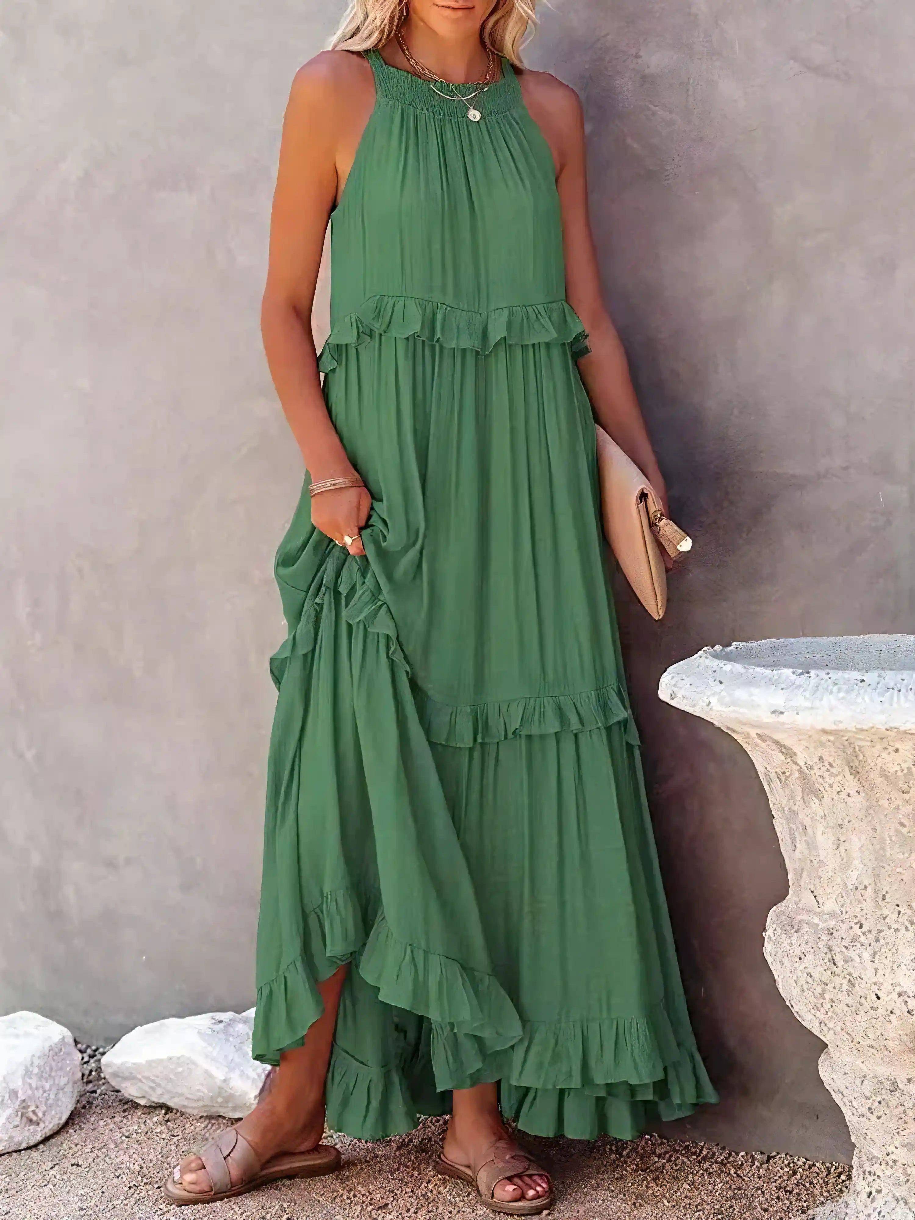 Erin - Flowy Summer Maxi Dress with Adjustable Straps - Perfect for Warm Days
