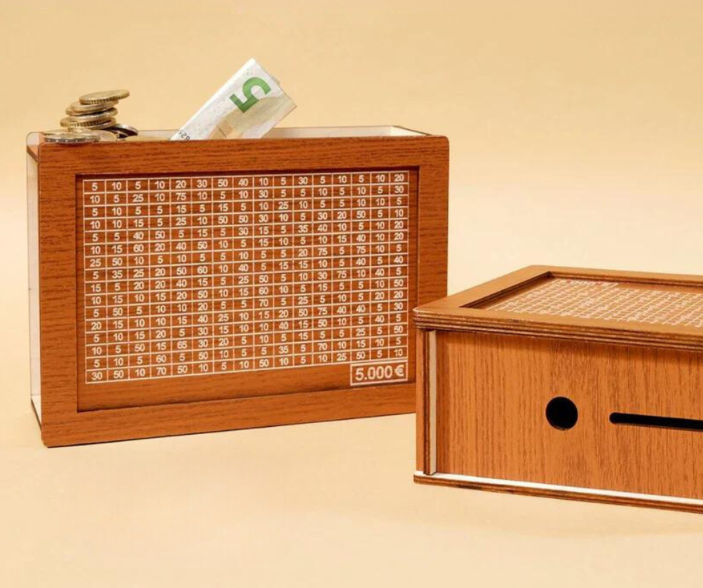 EcoBank - Wooden Piggy Bank - Modern Design Money Box for Kids and Adults