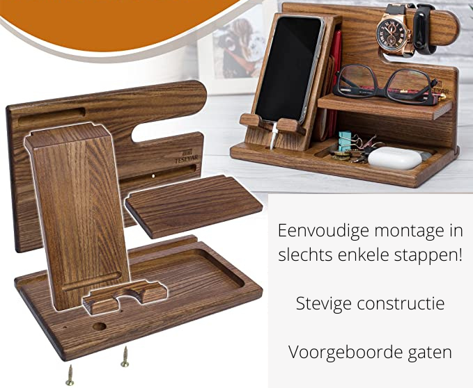 WoodCraft - Adjustable Walnut Phone Stand - Multifunctional and Stylish