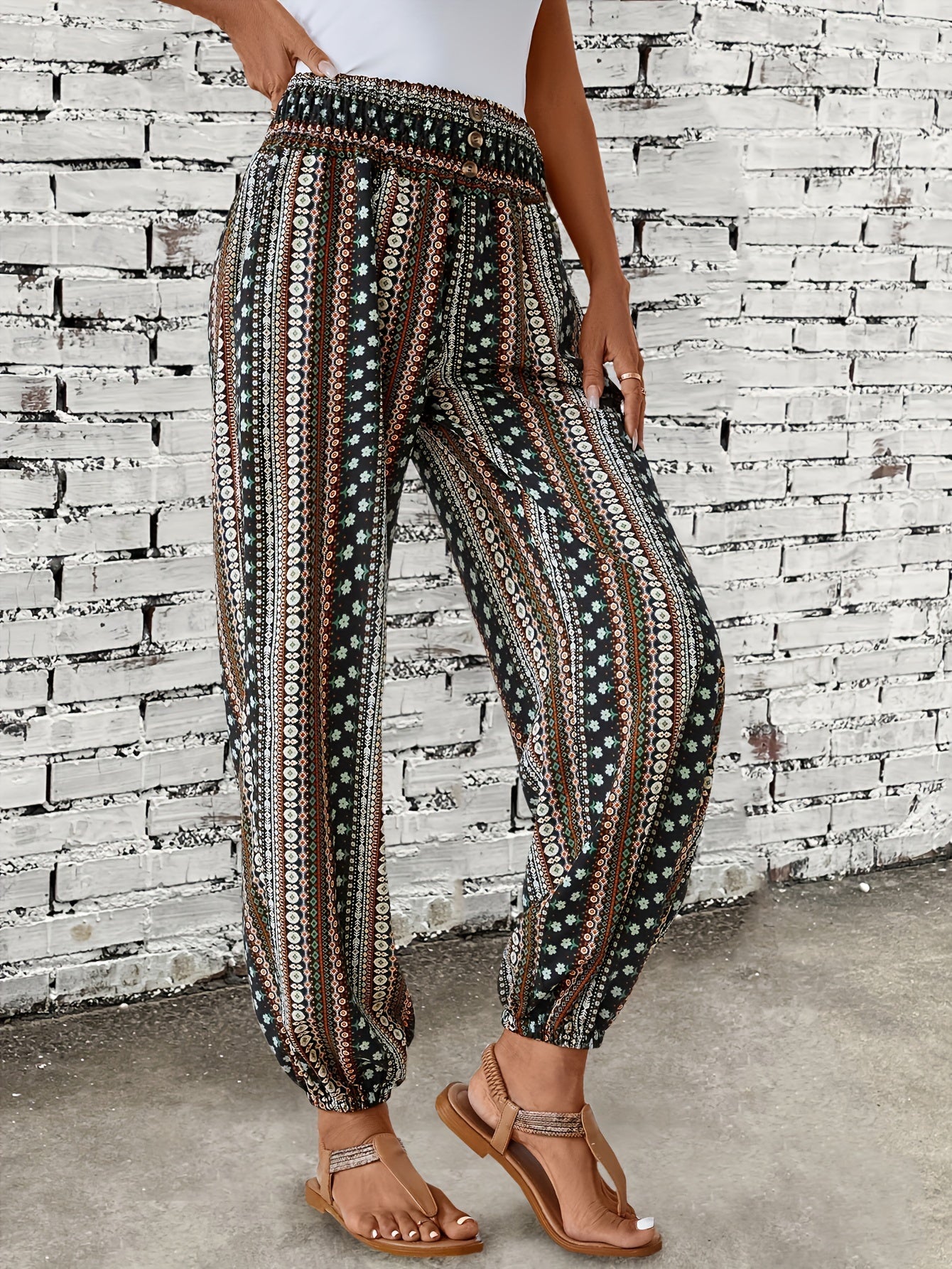 Bianca - Boho Chic Trousers with Stylish Print - Perfect for Casual and Trendy Looks
