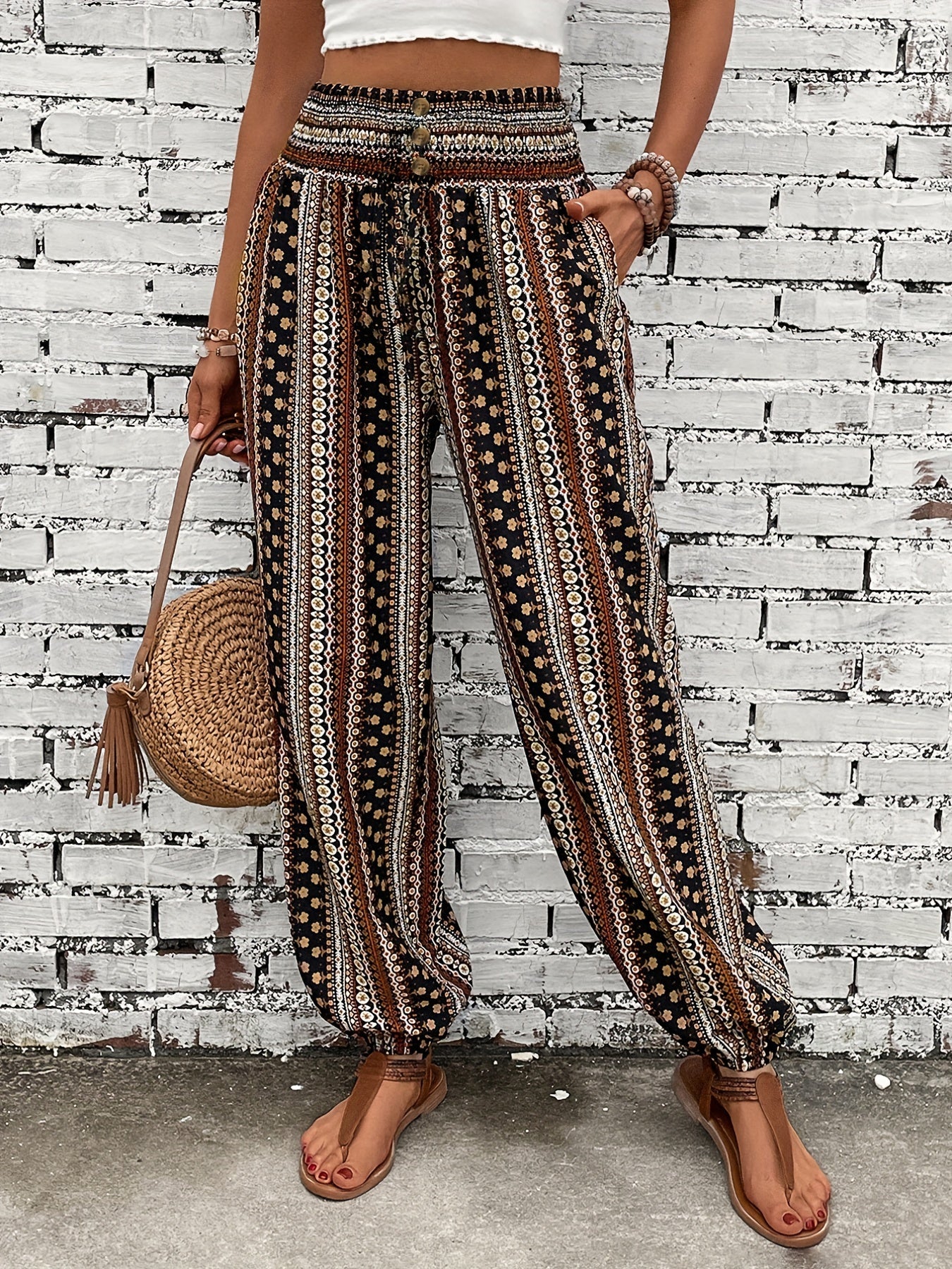 Bianca - Boho Chic Trousers with Stylish Print - Perfect for Casual and Trendy Looks