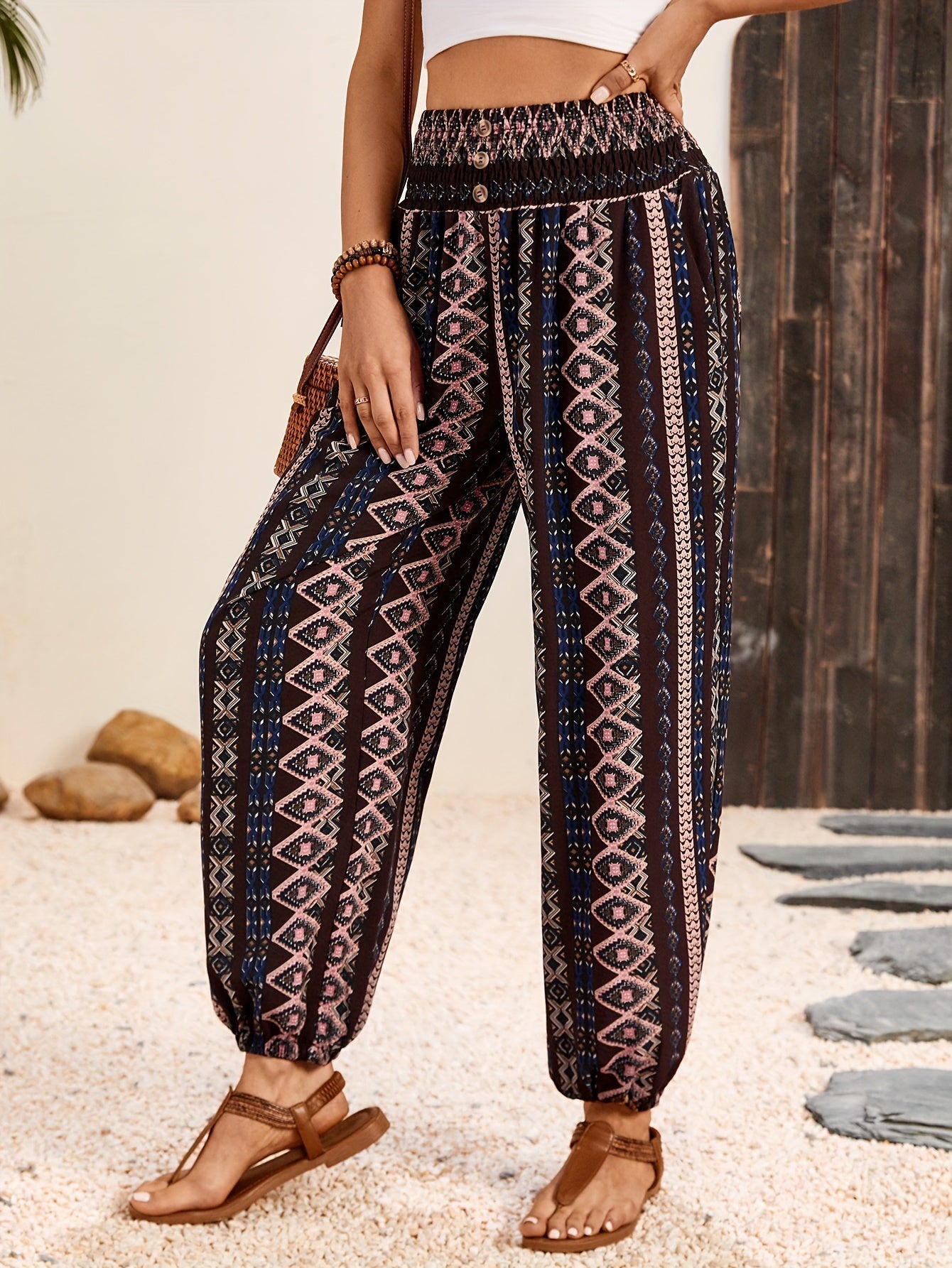 Bianca - Boho Chic Trousers with Stylish Print - Perfect for Casual and Trendy Looks