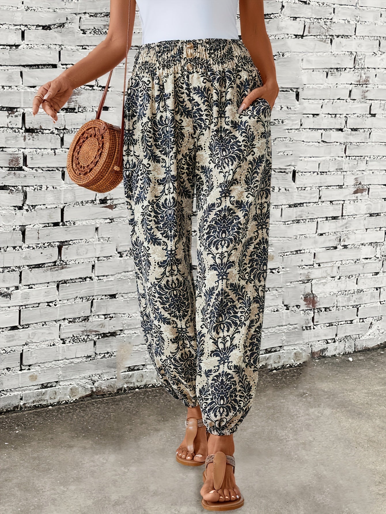 Bianca - Boho Chic Trousers with Stylish Print - Perfect for Casual and Trendy Looks