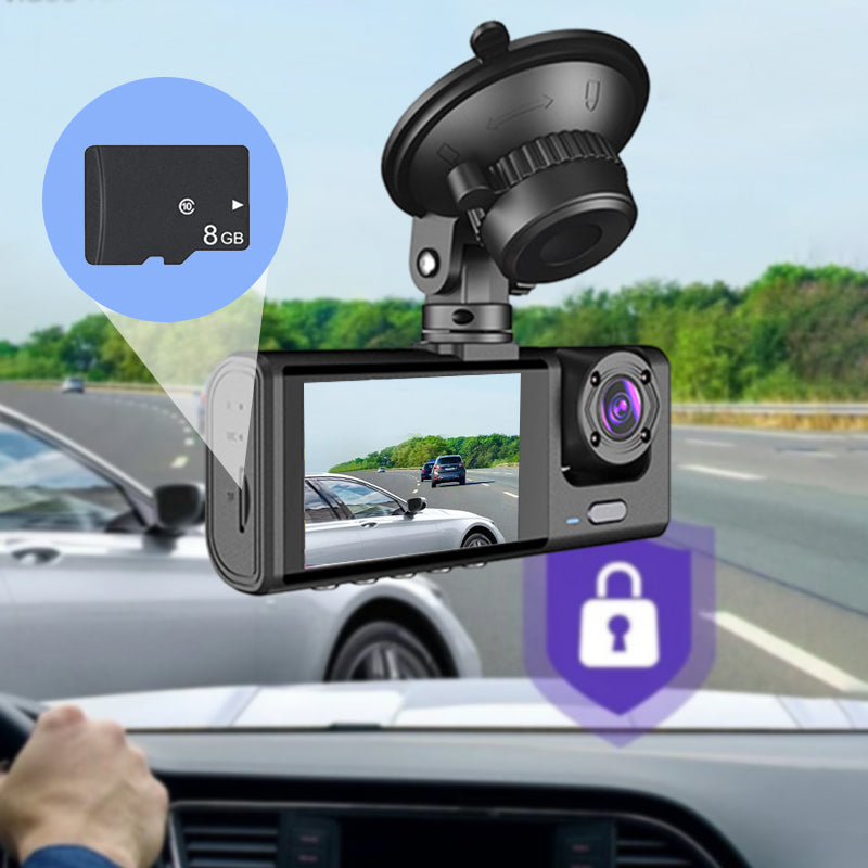 DriveGuard - 1080p Triple Lens Dash Cam with Night Vision and Full Rear View - Drive with Confidence
