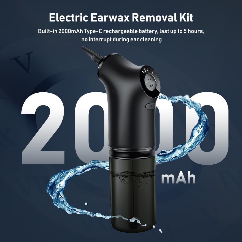 EarEase - Safe & Effective Electric Ear Cleaner - 4 Pressure Levels for Gentle & Thorough Ear Cleaning