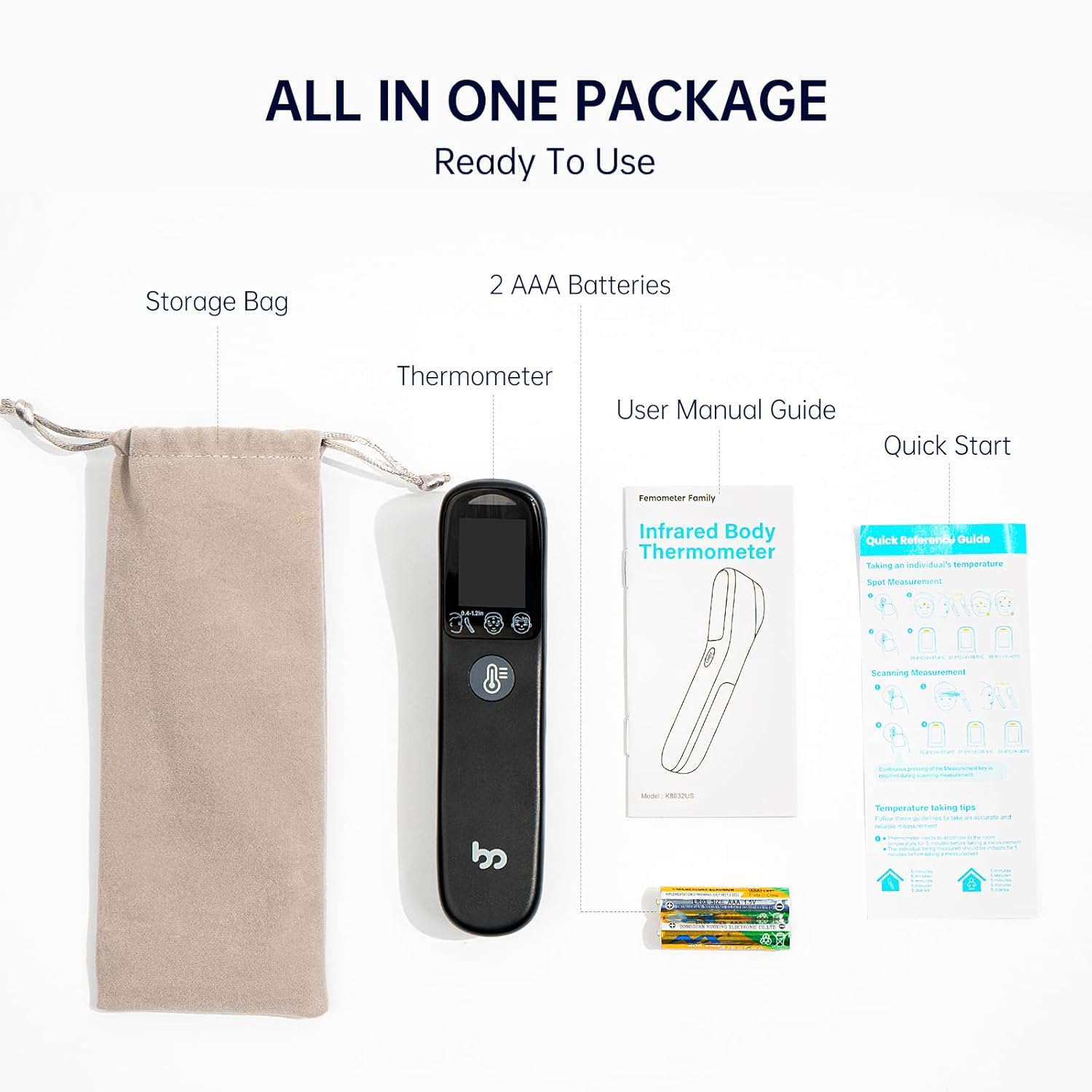 ThermoSafe - Infrared Thermometer - No-Contact Dual Mode for Body & Surface Temperatures
