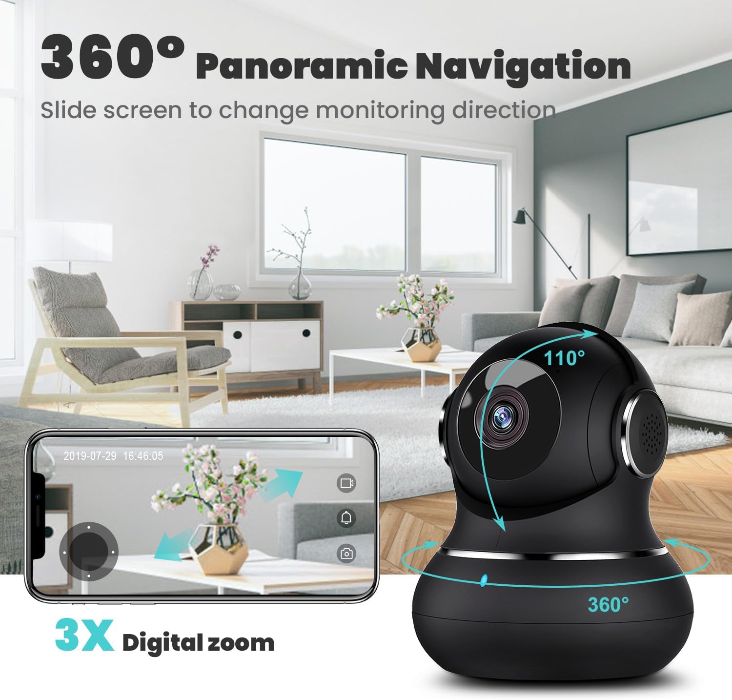 SafeView Pro - 360° Home Security Camera with Motion Detection & Night Vision - Ideal for Baby & Pet Monitoring