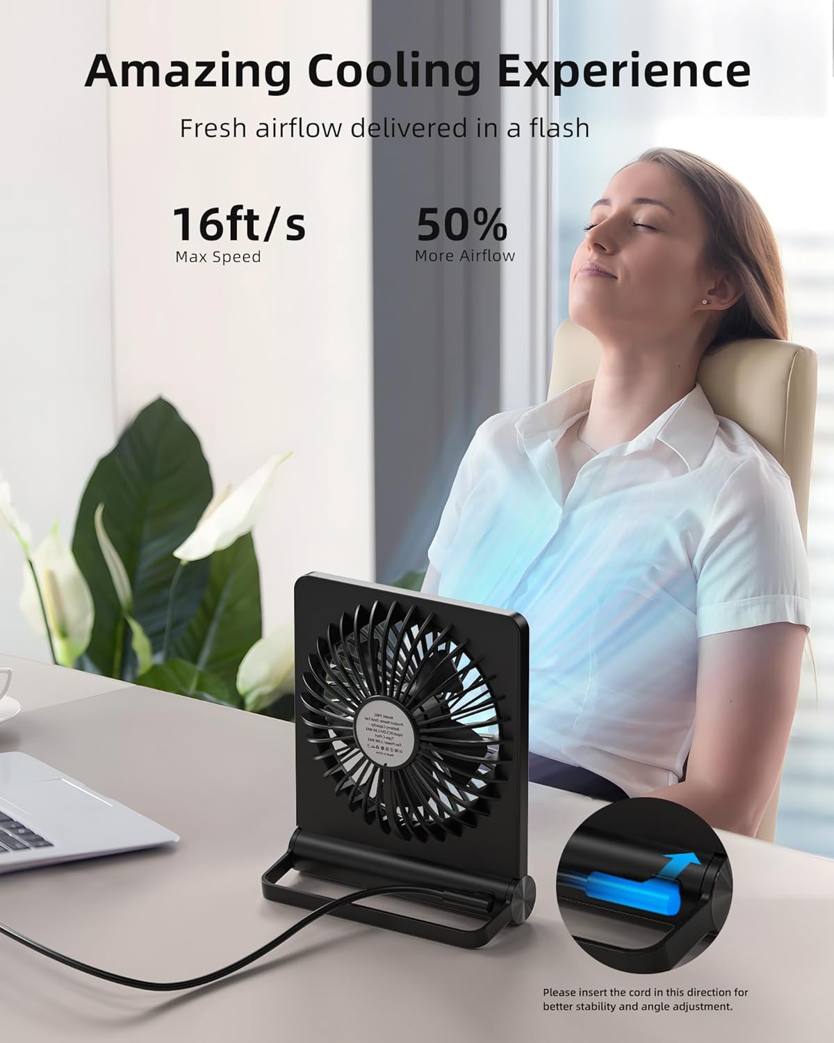 AirGentle - Ultra Quiet Desk Fan - Powerful Cooling for Home or Office