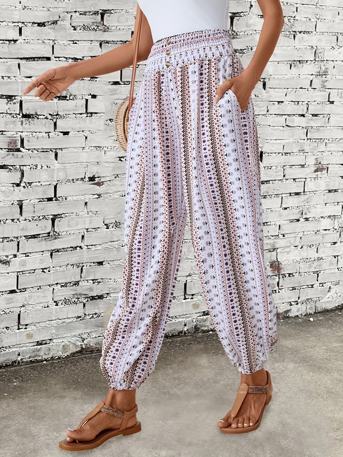 Bianca - Boho Chic Trousers with Stylish Print - Perfect for Casual and Trendy Looks