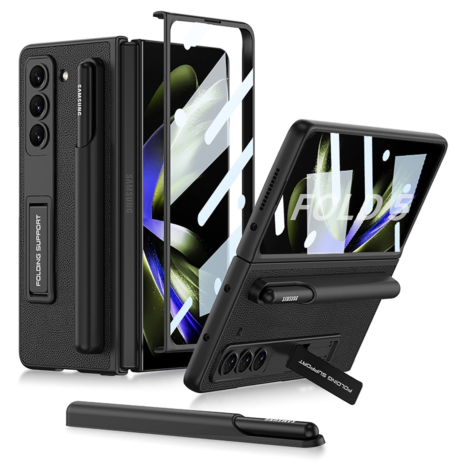 FlexGuard - Samsung Protective Case - Matte Leather Finish with Pen Holder & Shockproof Protection