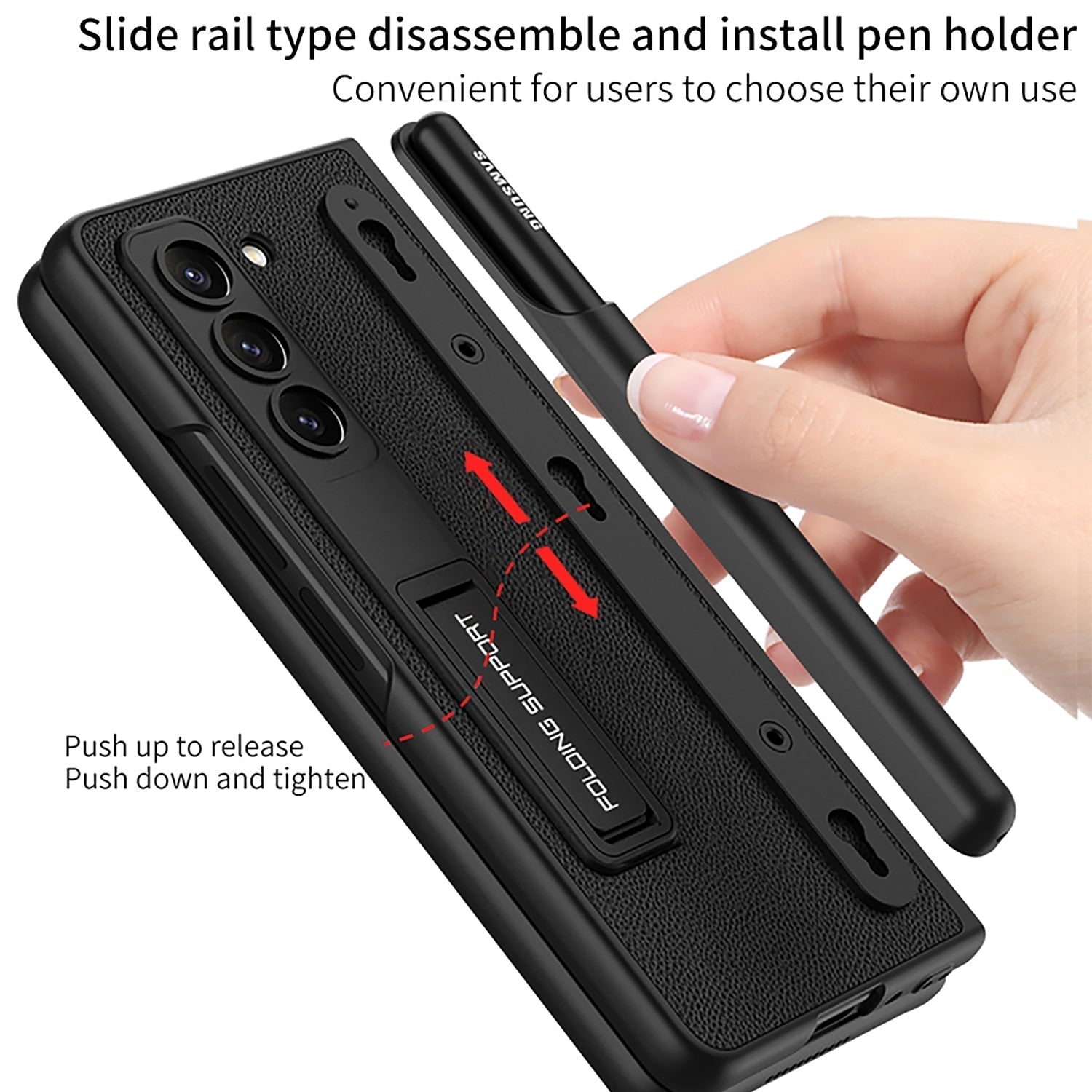 FlexGuard - Samsung Protective Case - Matte Leather Finish with Pen Holder & Shockproof Protection