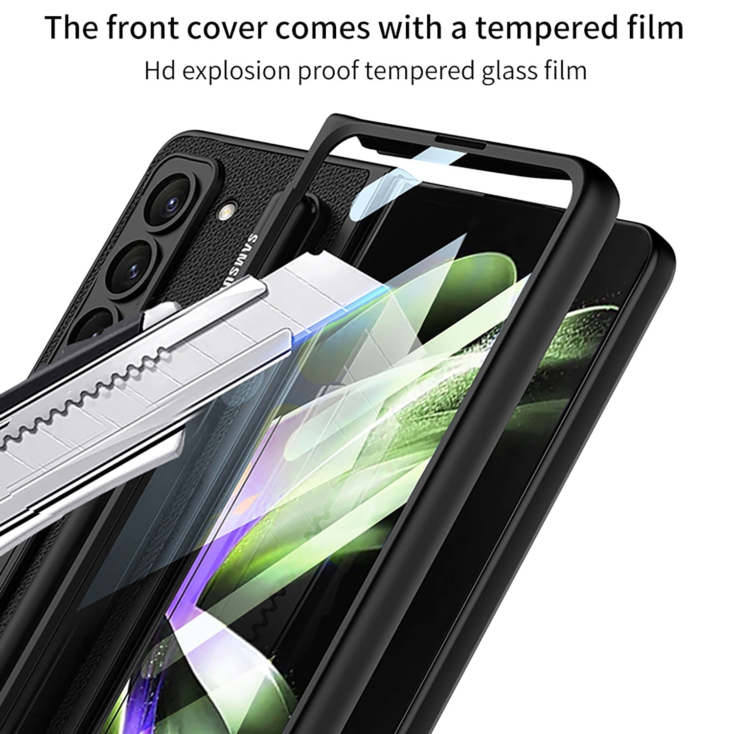 FlexGuard - Samsung Protective Case - Matte Leather Finish with Pen Holder & Shockproof Protection