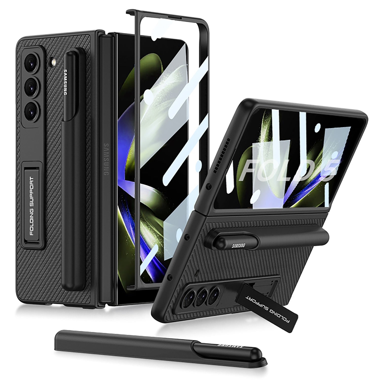 FlexGuard - Samsung Protective Case - Matte Leather Finish with Pen Holder & Shockproof Protection