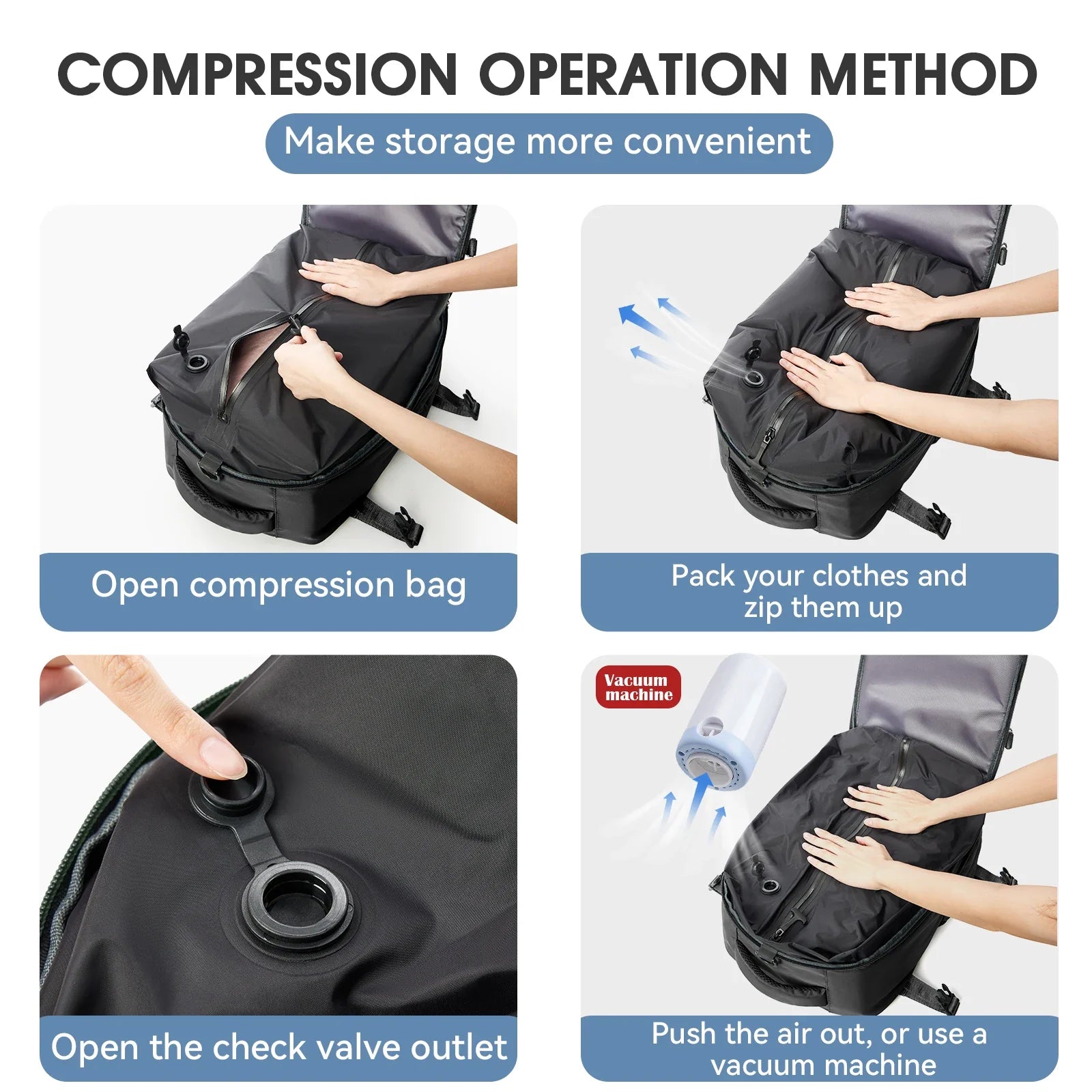 Expandable Vacuum Travel Backpack – Smart, Spacious & Versatile