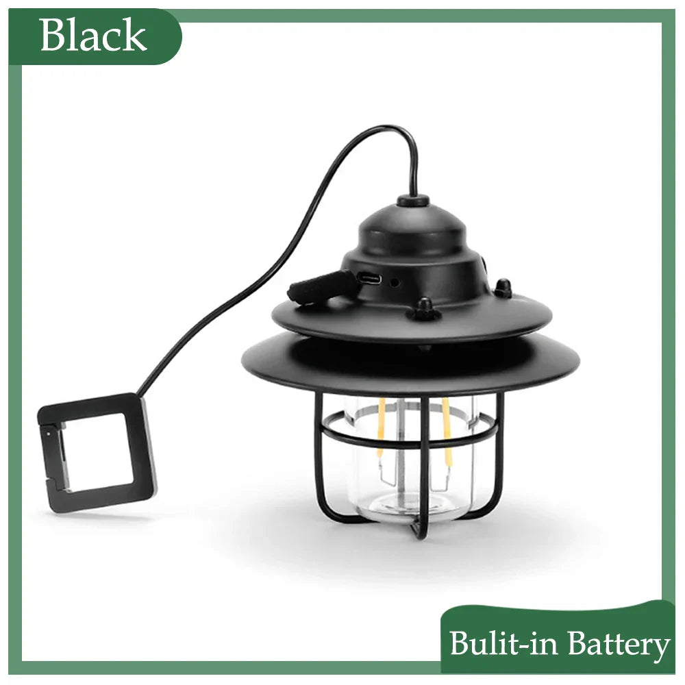 RetroGlow - USB Rechargeable Retro Camping Lantern - Compact and Reliable for Outdoor Adventures