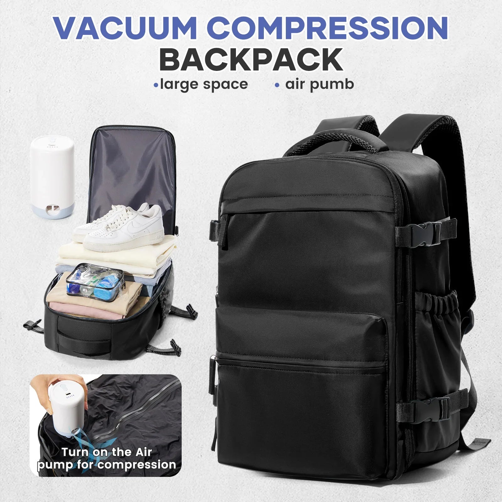 Expandable Vacuum Travel Backpack – Smart, Spacious & Versatile