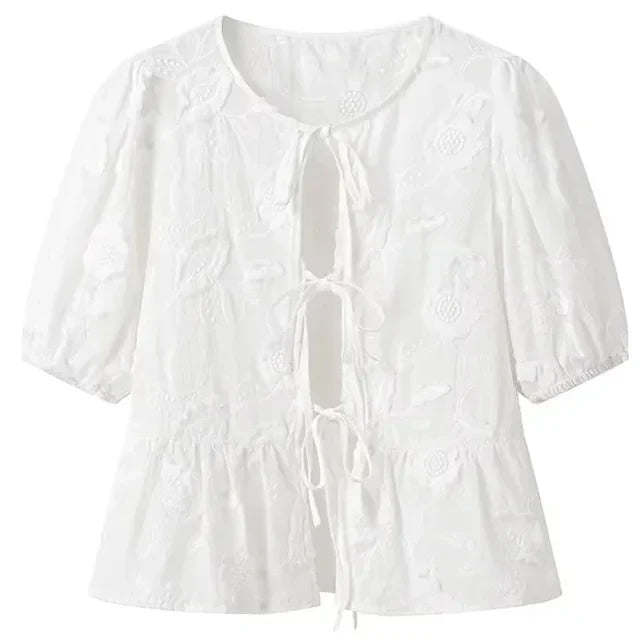 Mila - Elegant Short-Sleeved Blouse - Perfect for a Polished Look