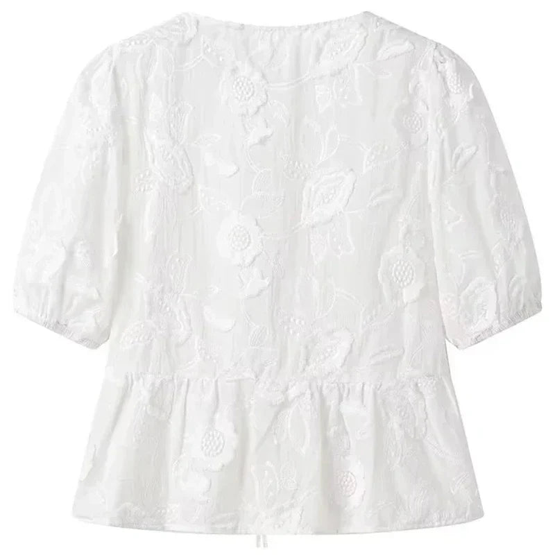 Mila - Elegant Short-Sleeved Blouse - Perfect for a Polished Look
