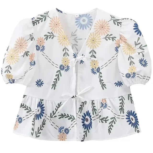 Charlotte - Stylish Printed V-Neck Blouse - Perfect for Everyday Comfort and Style