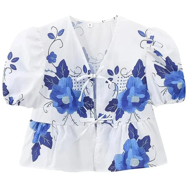 Charlotte - Stylish Printed V-Neck Blouse - Perfect for Everyday Comfort and Style
