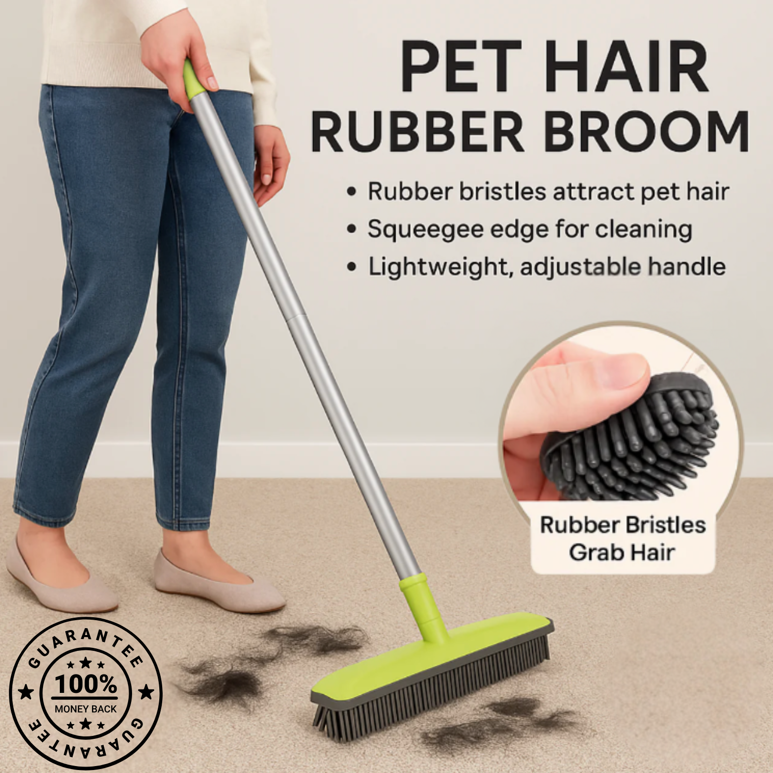 Pet Hair Rubber Broom