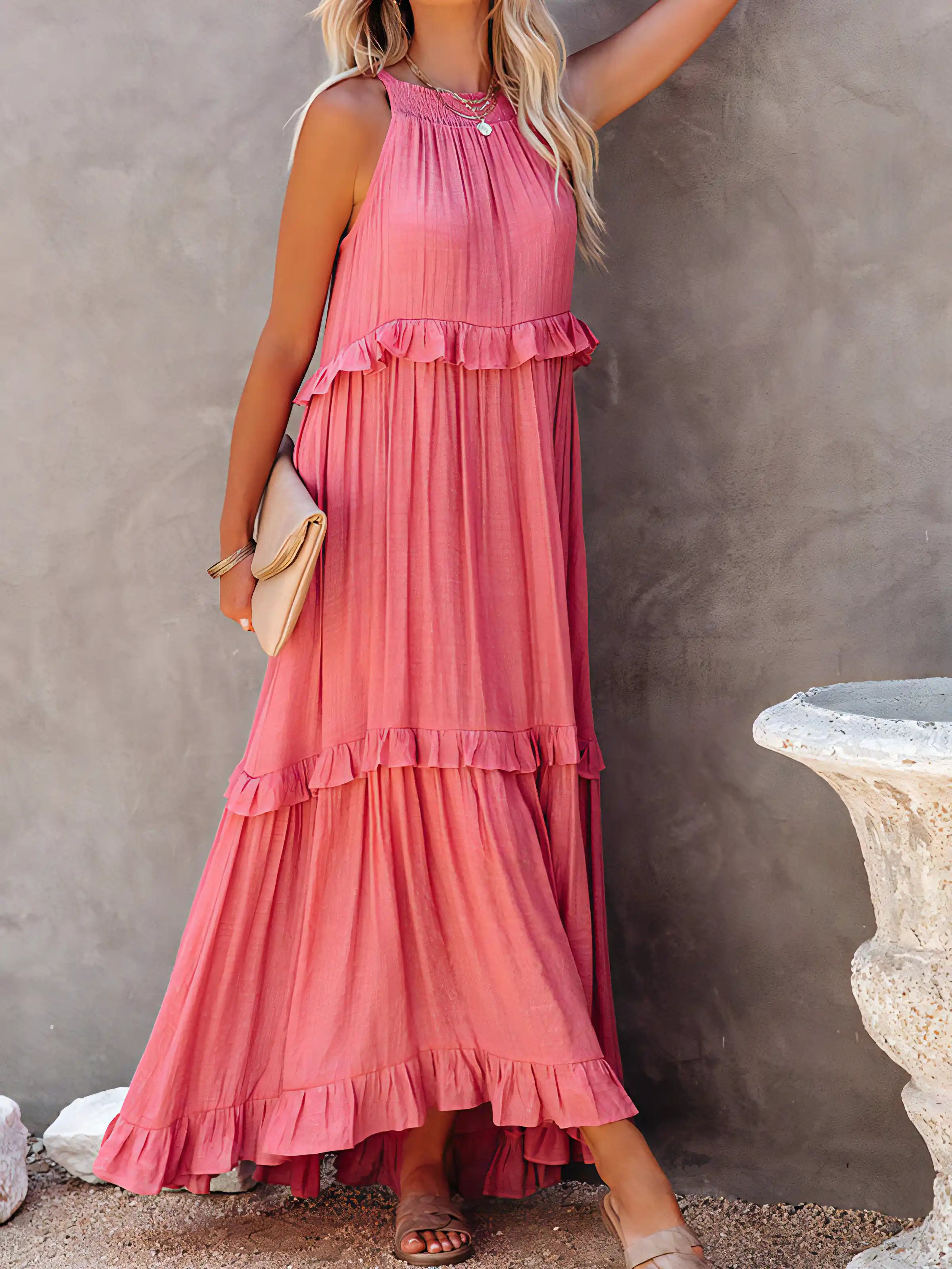 Erin - Flowy Summer Maxi Dress with Adjustable Straps - Perfect for Warm Days