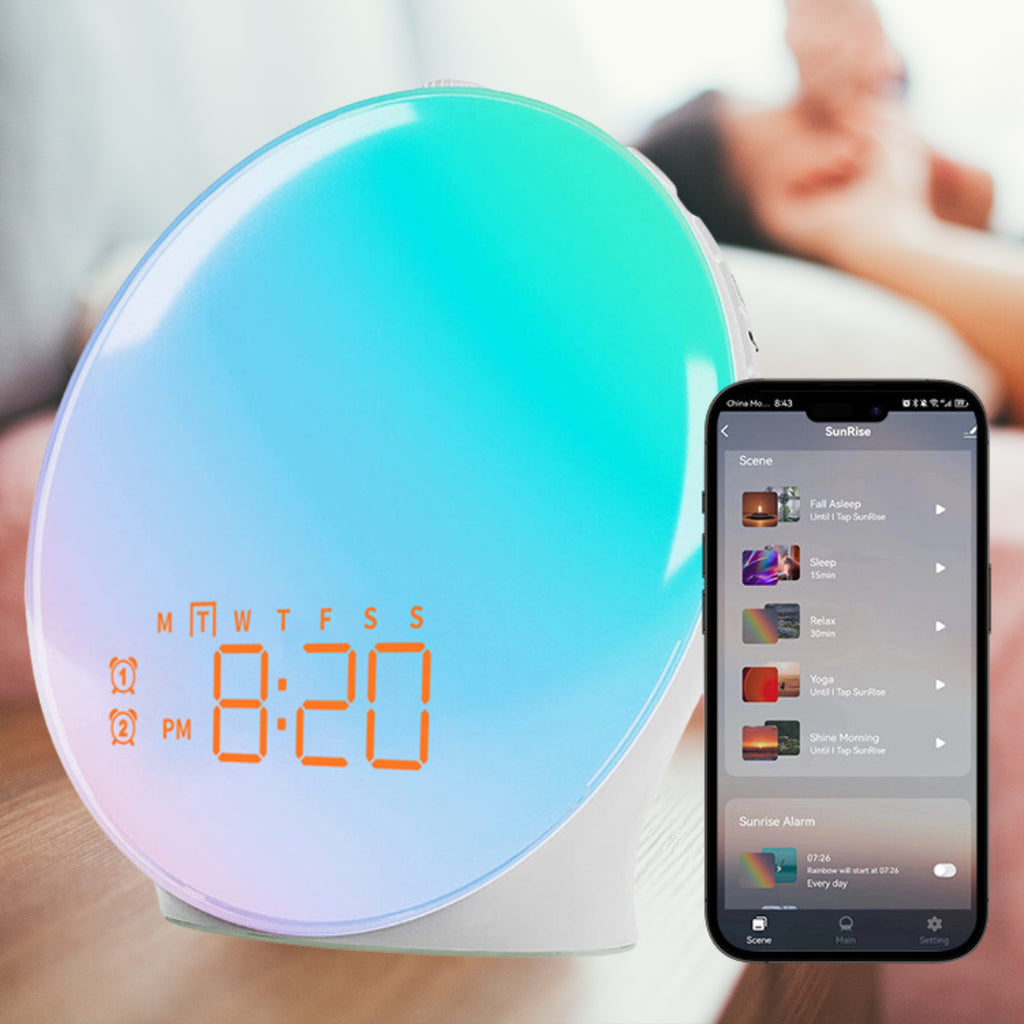 WakeWell - Sunrise Alarm Clock - Gentle Wake-Up Light for Energized Mornings