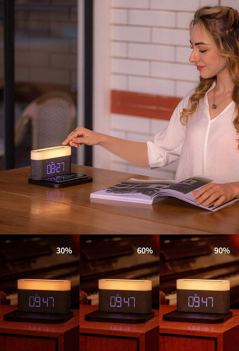 GlowSync - 3-in-1 Wireless Charger, Alarm Clock, and LED Lamp - The Ultimate Smart Home Accessory