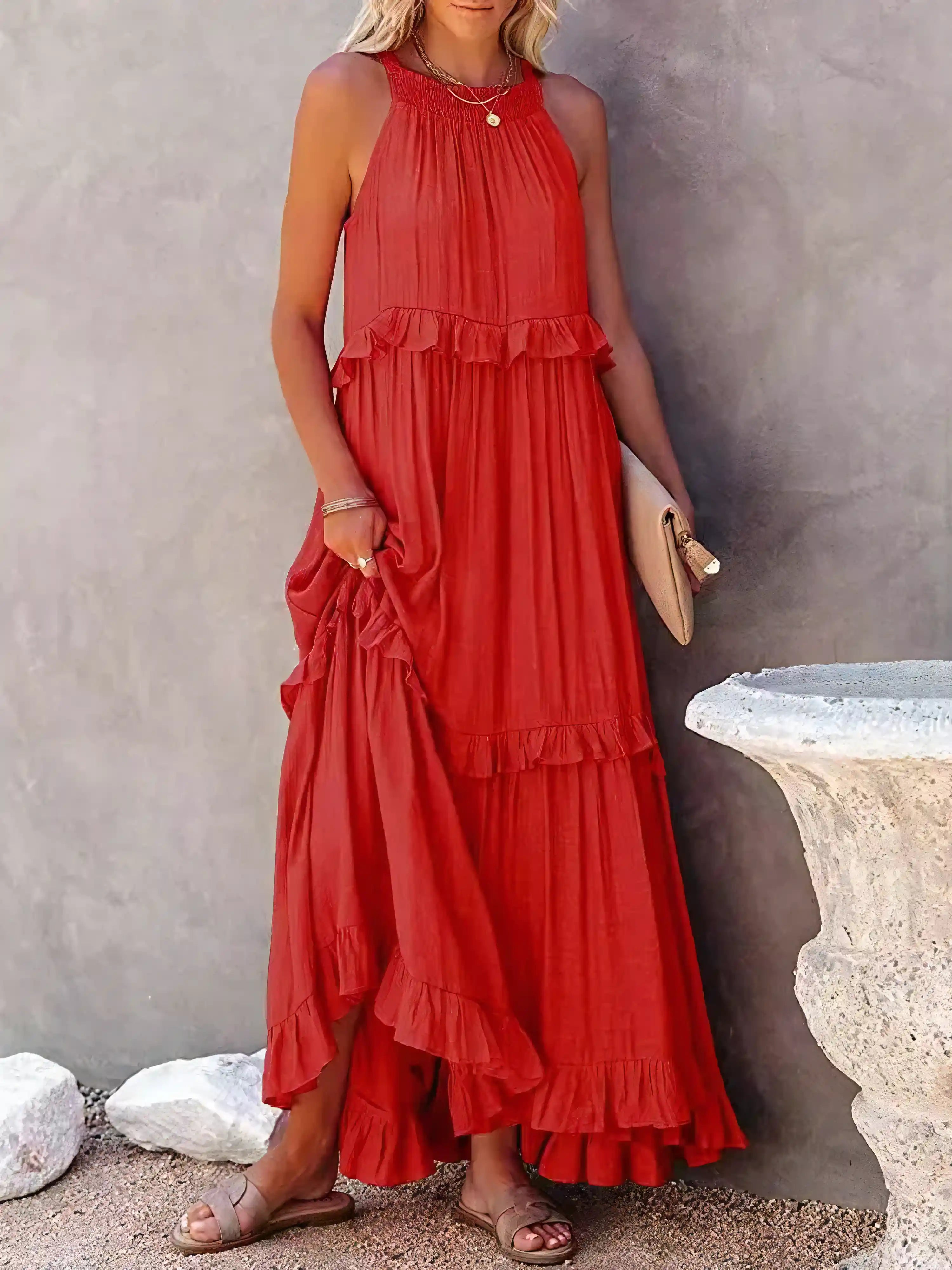 Erin - Flowy Summer Maxi Dress with Adjustable Straps - Perfect for Warm Days