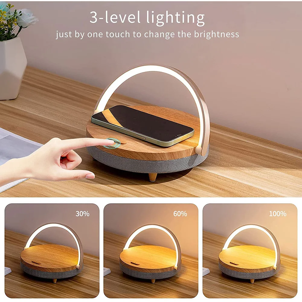FusionLite - 3-in-1 LED Light with Bluetooth Speaker and Wireless Charging Station - Illuminate, Play, and Charge with Ease