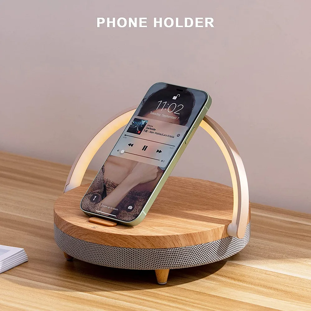 FusionLite - 3-in-1 LED Light with Bluetooth Speaker and Wireless Charging Station - Illuminate, Play, and Charge with Ease