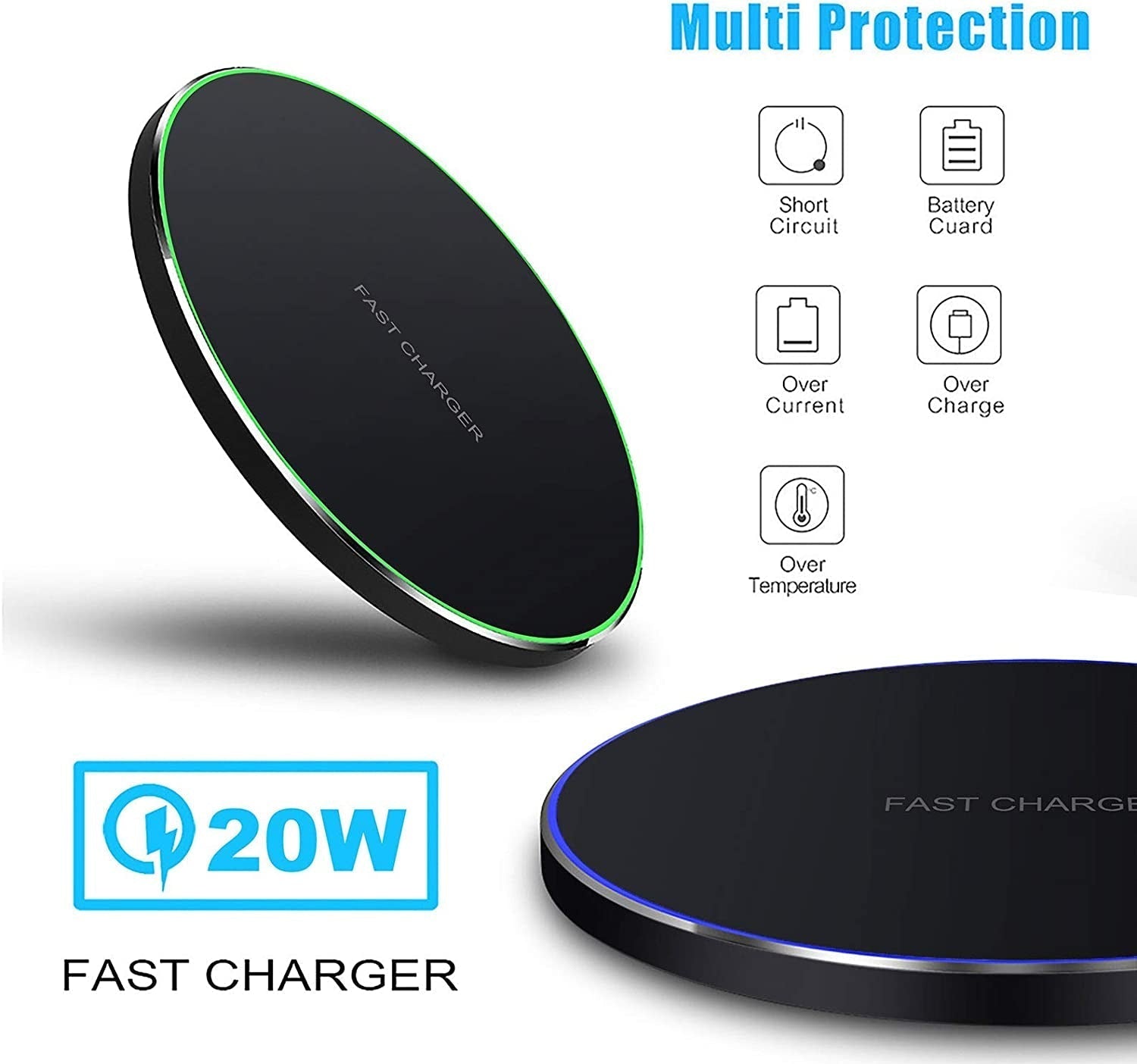ChargePlus - Fast Wireless Charger - 20W Qi-Certified Charging Pad for Apple & Android