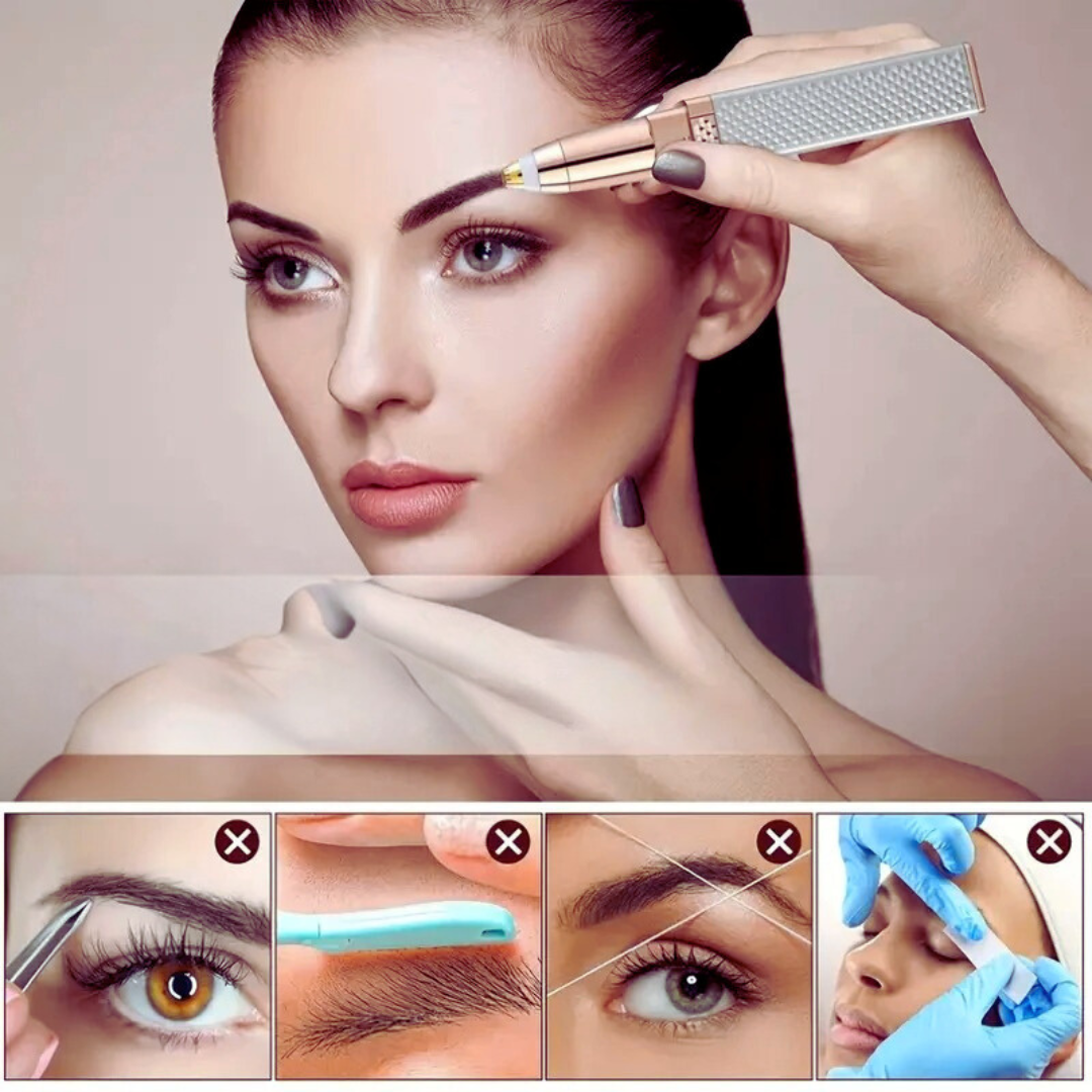 GlamTrim - Rechargeable 2-in-1 Hair and Eyebrow Trimmer - Precision Shaping with LED Light