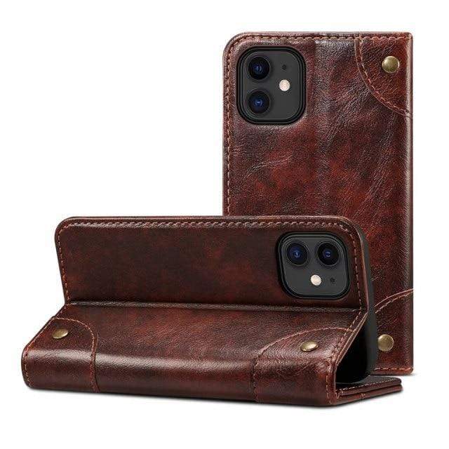 LuxuraCase - Genuine Leather Wallet Case with Flip Cover - Compatible with iPhone 12, Secure and Stylish