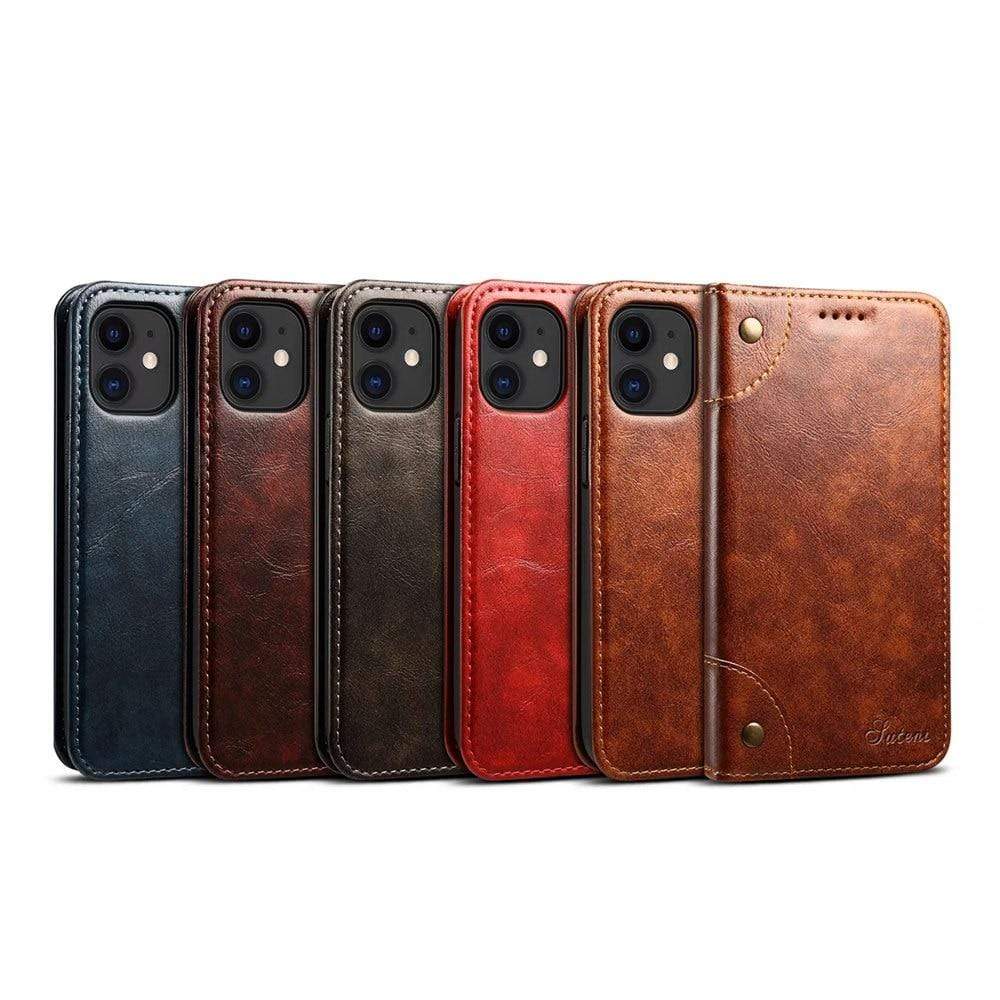 LuxuraCase - Genuine Leather Wallet Case with Flip Cover - Compatible with iPhone 12, Secure and Stylish