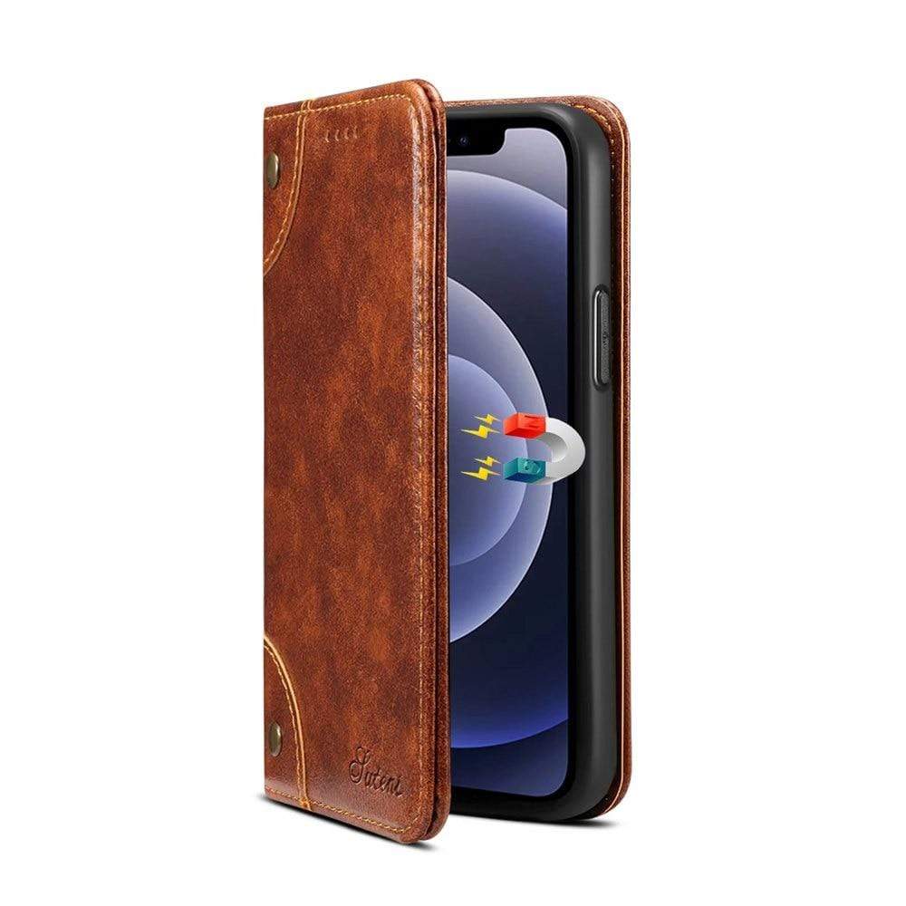 LuxuraCase - Genuine Leather Wallet Case with Flip Cover - Compatible with iPhone 12, Secure and Stylish