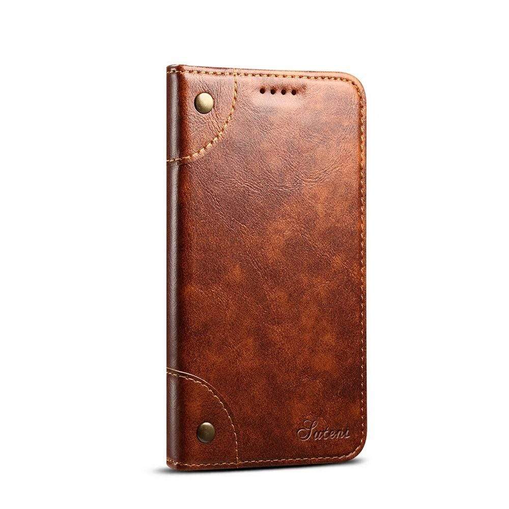 LuxuraCase - Genuine Leather Wallet Case with Flip Cover - Compatible with iPhone 12, Secure and Stylish