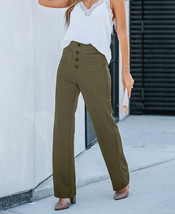 Lauren - High-Waisted Straight-Leg Casual Pants - Comfortable and Stylish for Everyday Wear