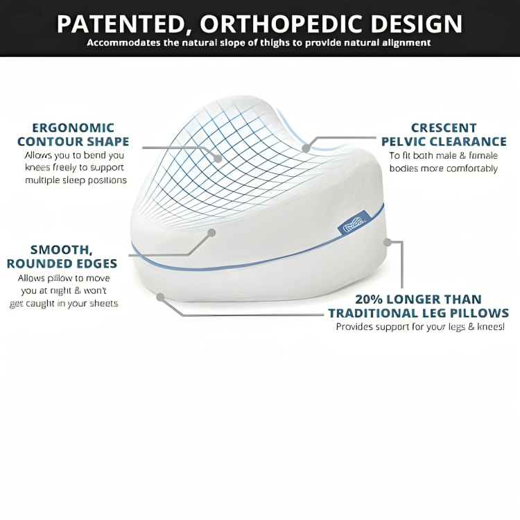 LegRelief - Memory Foam Orthopedic Leg Pillow - Ultimate Pain Relief for Back, Hip, and Knee Comfort