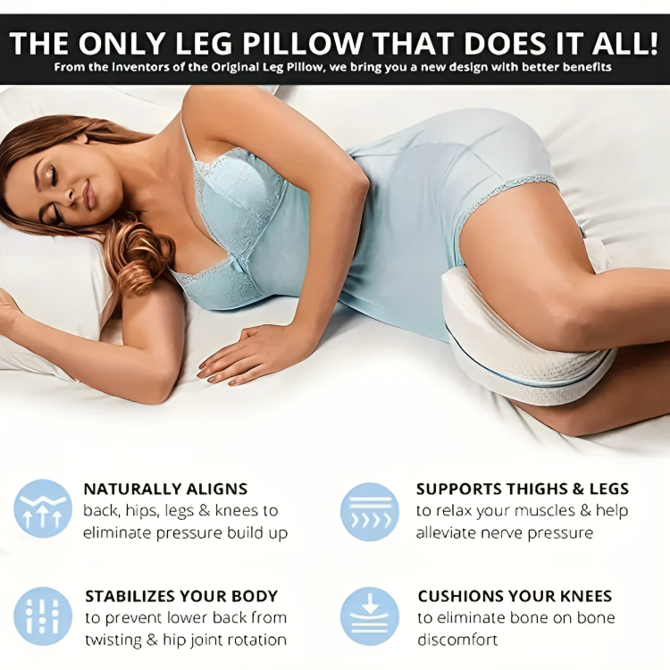 LegRelief - Memory Foam Orthopedic Leg Pillow - Ultimate Pain Relief for Back, Hip, and Knee Comfort