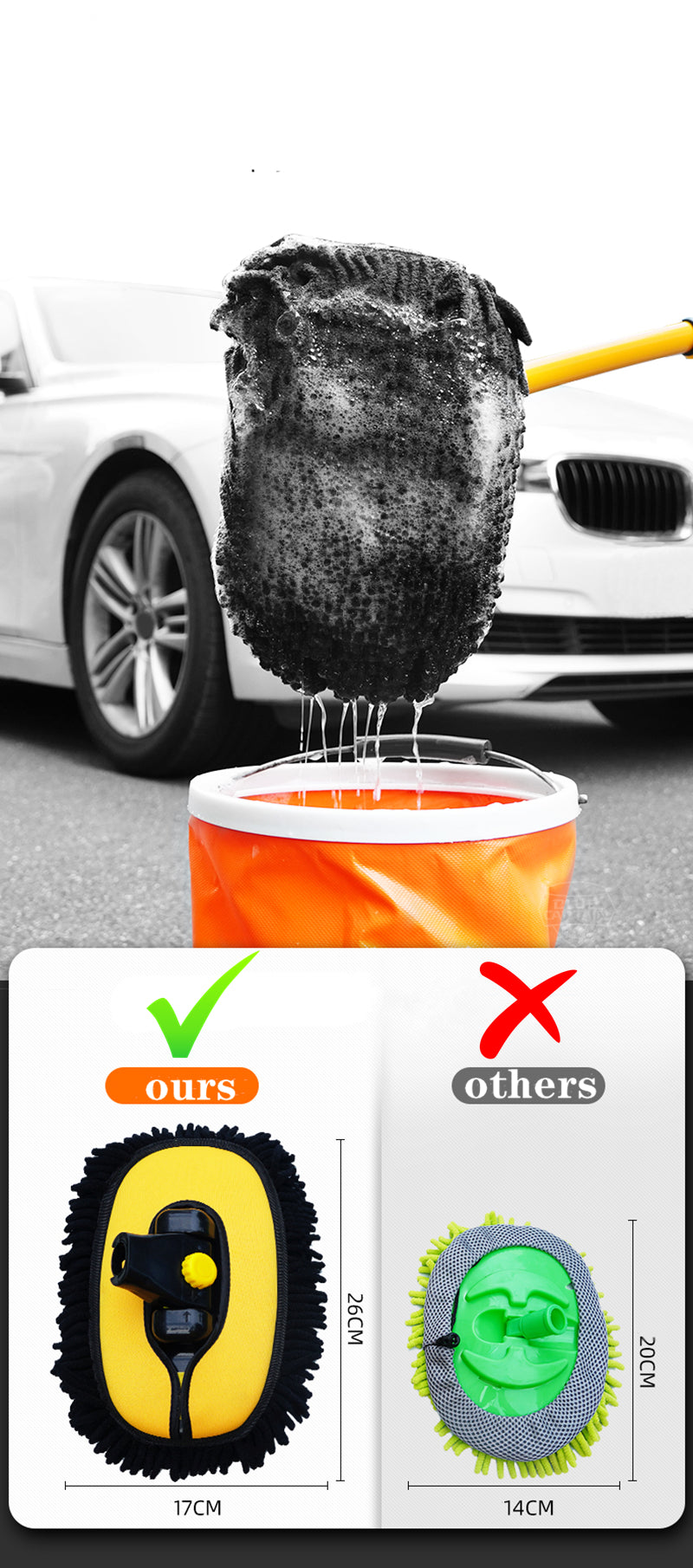 CleanSweep - Extendable Car Wash Brush - Ultimate Tool for a Spotless Clean