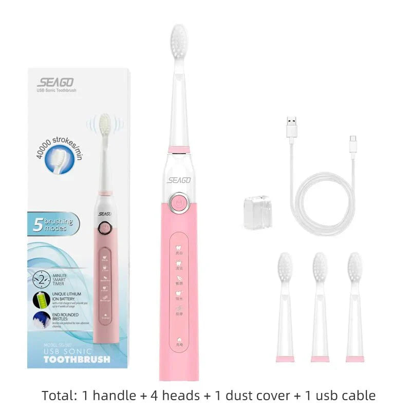 PureBrush - Rechargeable Electric Toothbrush with LED Display - Powerful Cleaning for a Brighter Smile
