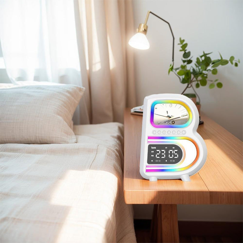 SoundSync - All-in-One Bluetooth Speaker with Wireless Charger and Mood Lighting - Perfect for Any Space