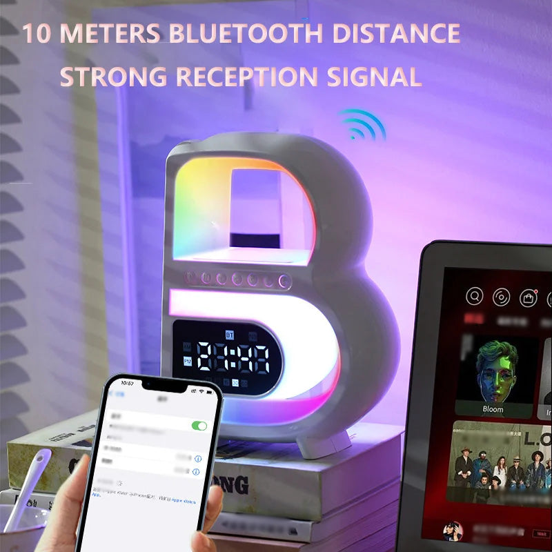 SoundSync - All-in-One Bluetooth Speaker with Wireless Charger and Mood Lighting - Perfect for Any Space