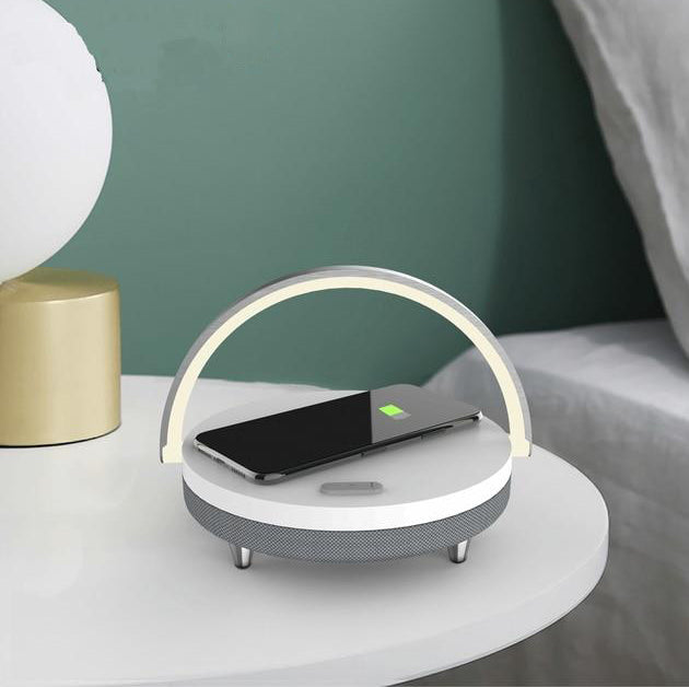 FusionLite - 3-in-1 LED Light with Bluetooth Speaker and Wireless Charging Station - Illuminate, Play, and Charge with Ease
