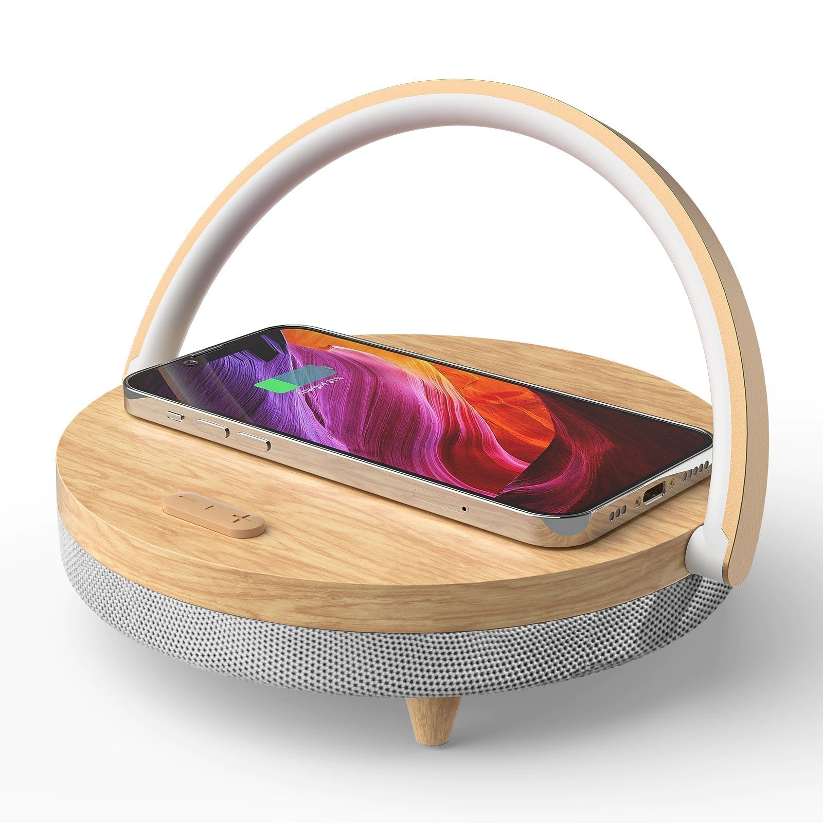 FusionLite - 3-in-1 LED Light with Bluetooth Speaker and Wireless Charging Station - Illuminate, Play, and Charge with Ease